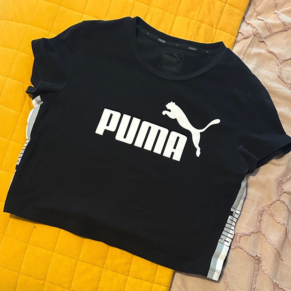 PUMA Black and White Logo Crop Top